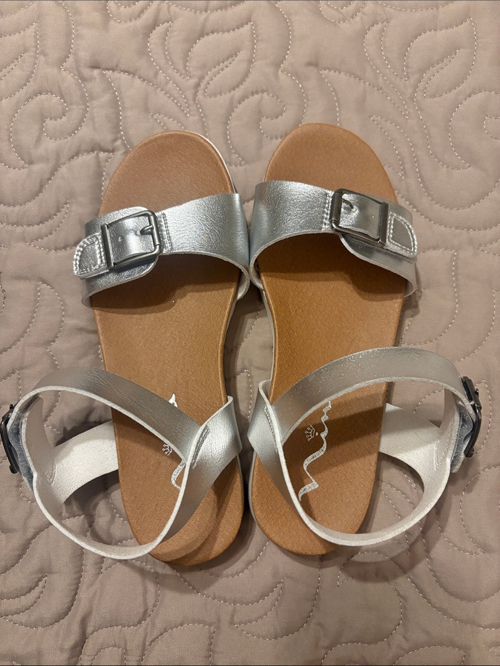 Girls Nina Silver Metallic Buckle Strap Sandals 3M